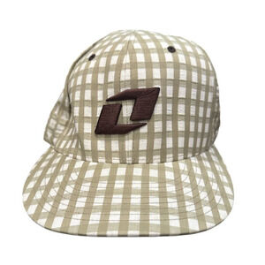 One Industries Flexfit Fitted Hat Beige Brown Checkered Pattern Size S/M